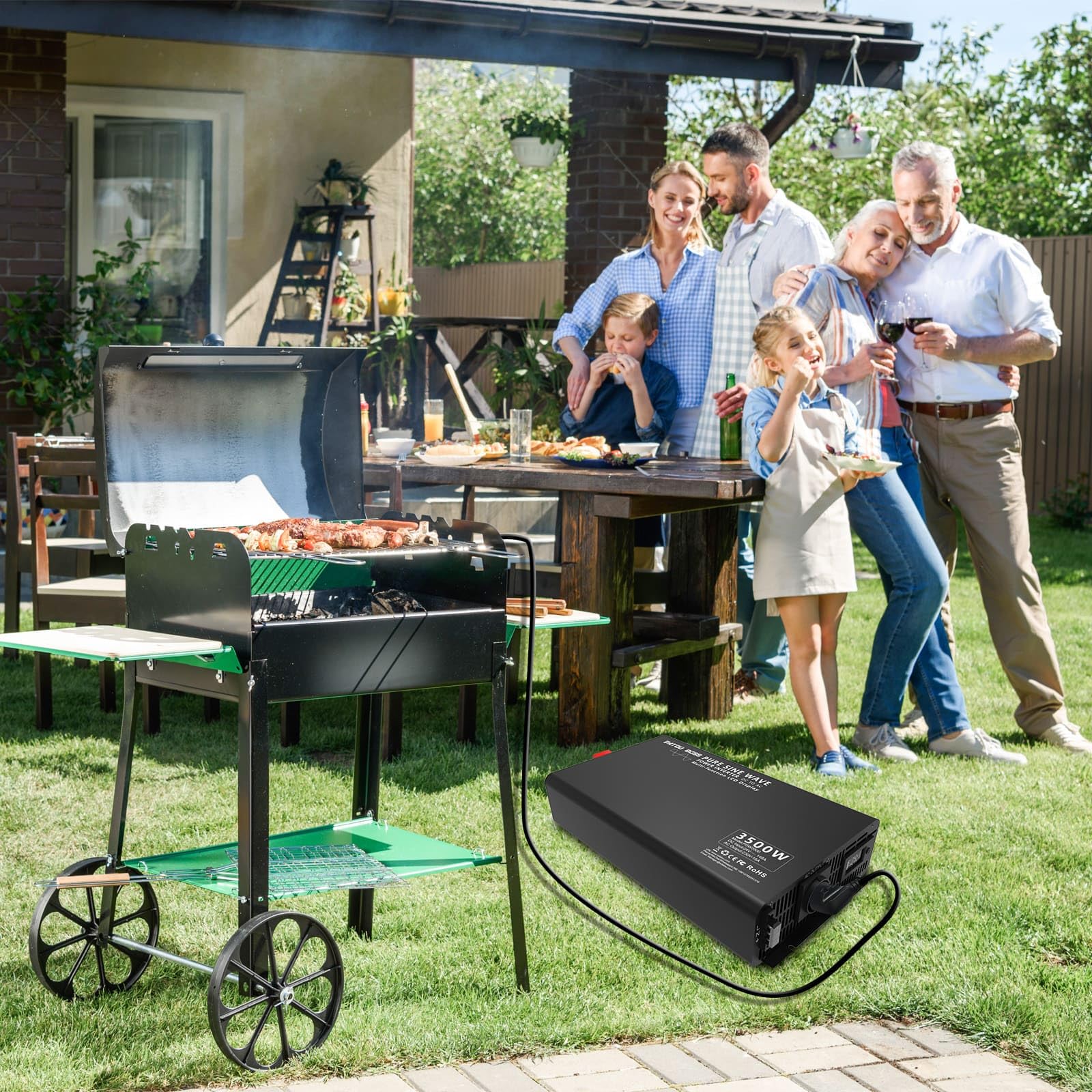 DATOUBOSS Convertisseur 24v 220v Pur Sinus 3500W/7000W Onduleur, 1 Prise EU, Écran LCD, Télécommande sans Fil – Convertisseur pour Voiture, Camion, Camping-Car, Urgence