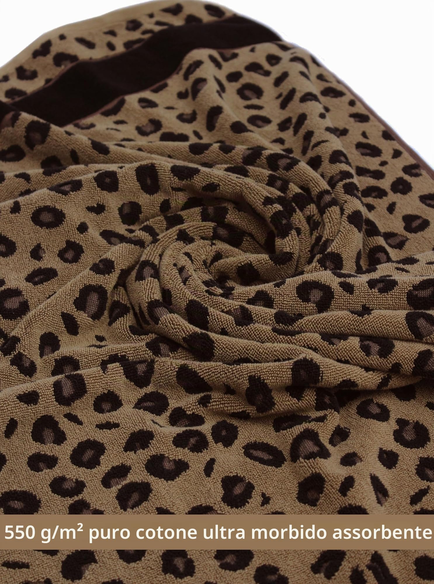 Cotton Craft - Set di 6 asciugamani da bagno con stampa animalier, 100% cotone jacquard, set di asciugamani decorativi, 2 asciugamani da bagno, 2 asciugamani per le mani, 2 salviette, super morbidi,