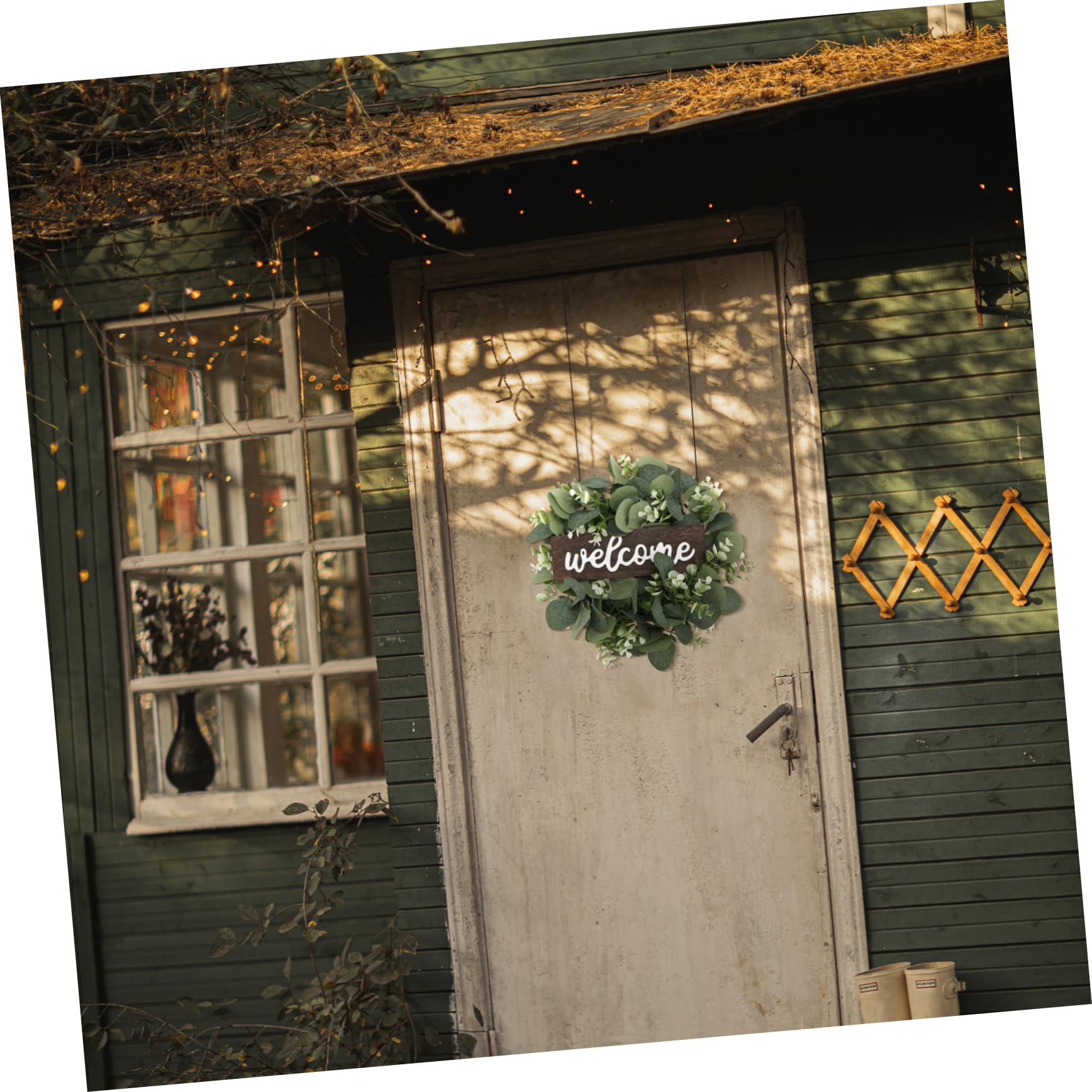 ABOOFAN 2 Pezzi Ghirlanda Primaverile Per Porta Dingresso Ghirlanda Creativa Simulazione Di Eucalipto Decorazione Appesa Alla Porta Verde