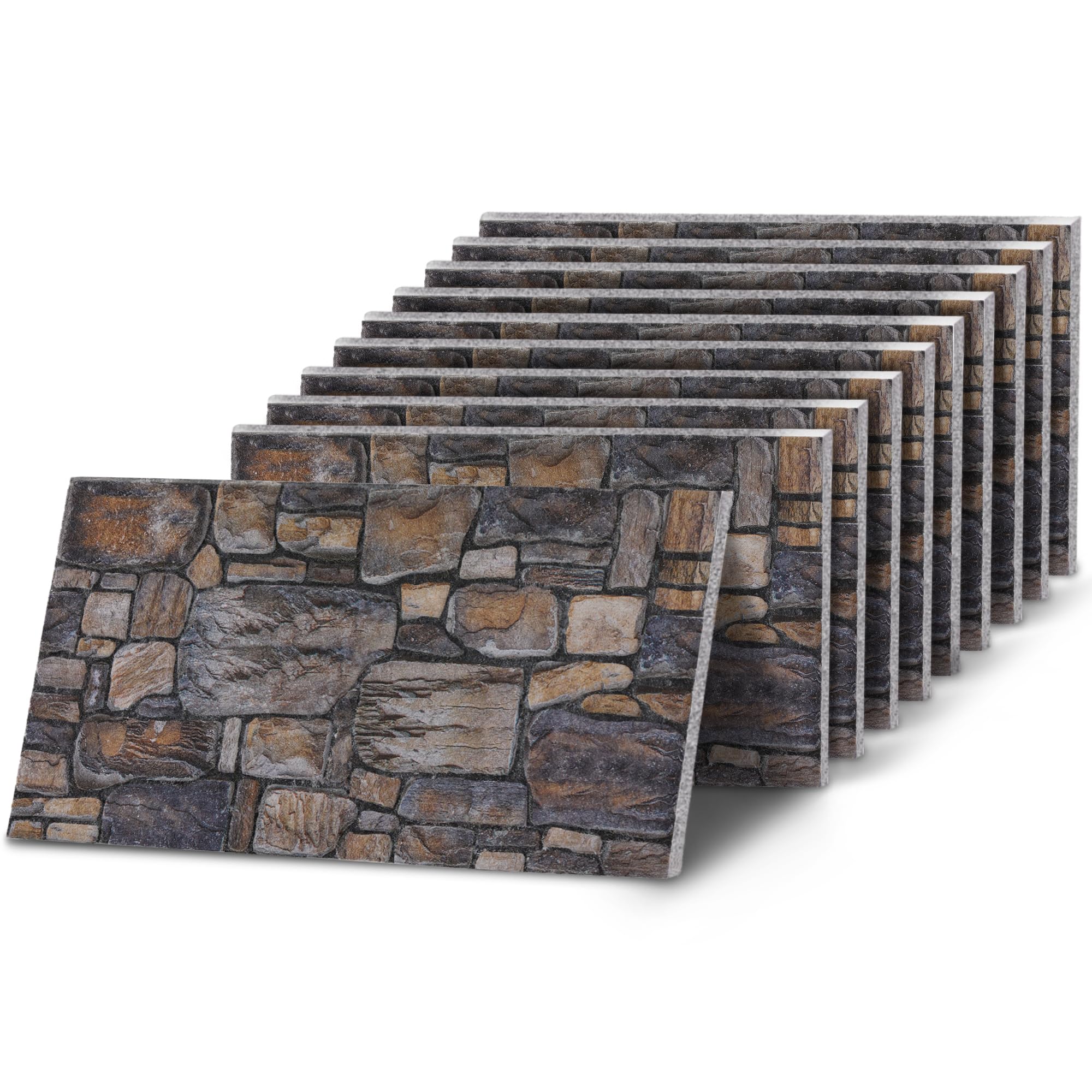 K&B Panels 3D Wall Panels, Stone Effect Styrofoam Wall Panels, Lightweight, Easy to Install, Acoustic Insulation, Indoor & Outdoor, (Cottage Dark Natural) (10 Panels)