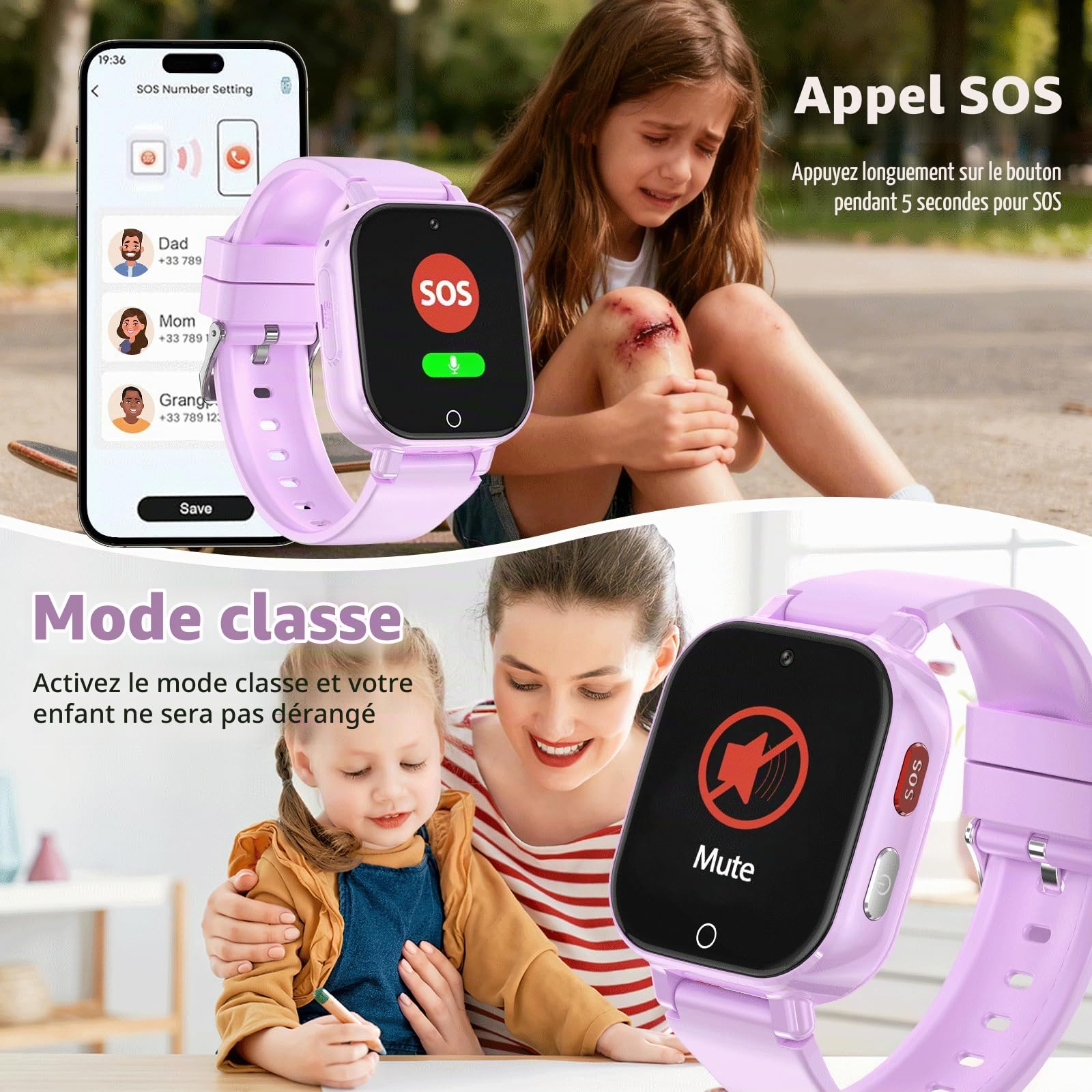 Montre Connectée Enfant-Smartwatch avec 4G Appel GPS Vidéo Chat SOS Jeux