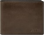 Fossil Men's Derrick RFID-Blocking Leather Bifold Wallet with Flip ID Window, Black