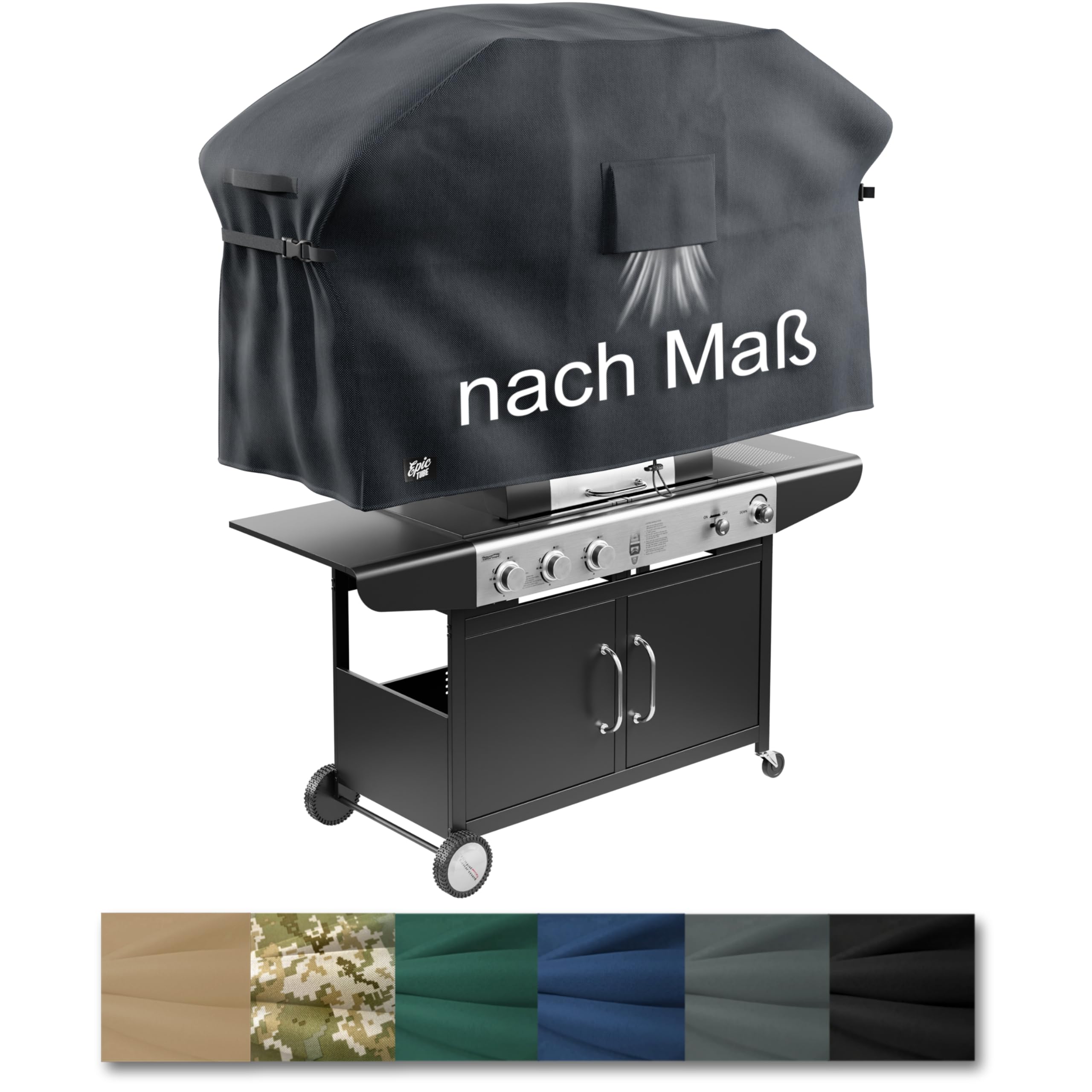 Epic Tube Grillabdeckung nach Maß, passforme Gasgrill Abdeckhaube, Grillhaube, Materialqualität: Oxford 600D, wasserdicht mit versiegelten Nähten, Robustes Zubehör - Made in EU