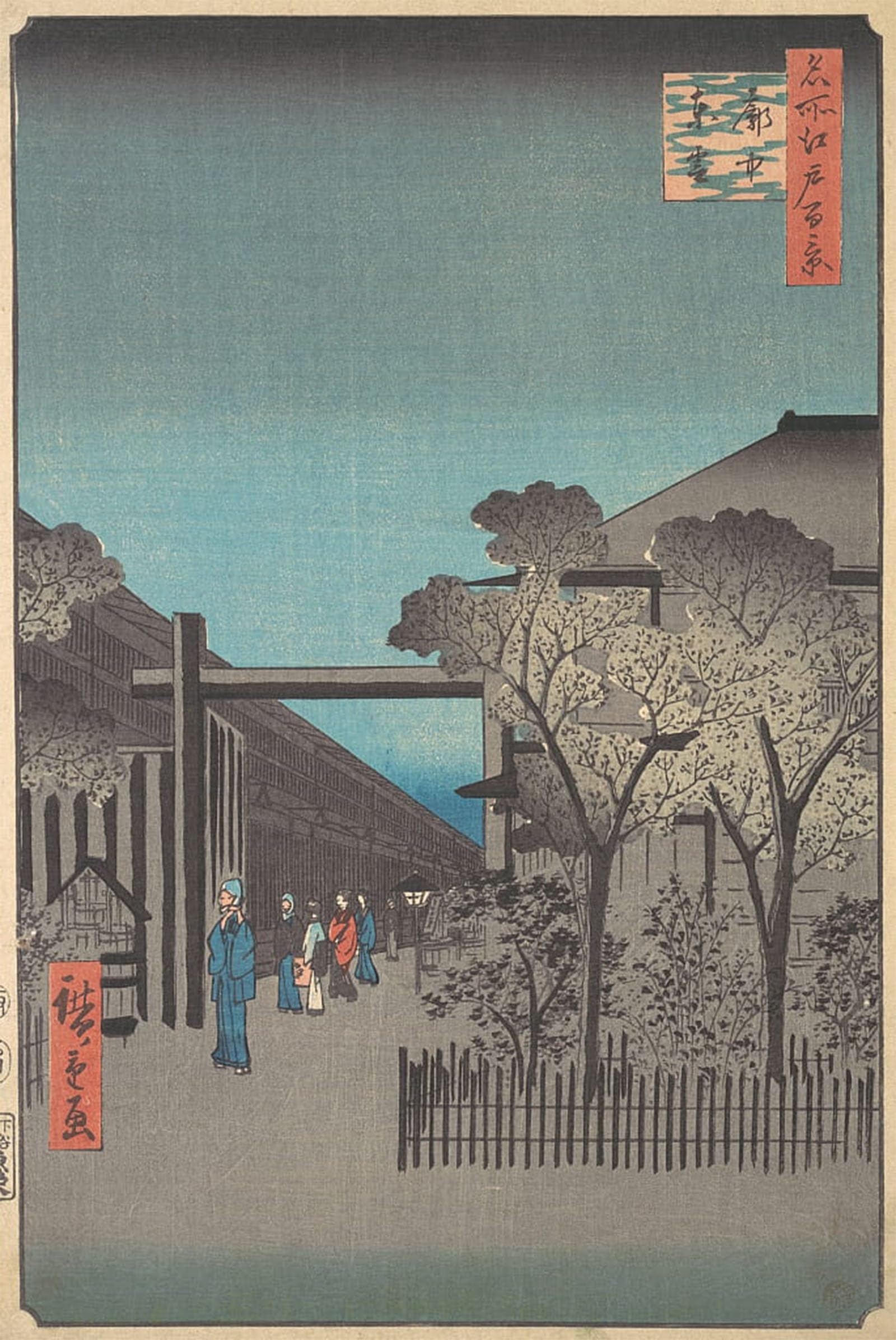POSTERIIk Famous Modern Artwork Art Mural Kakuchu Shinonome by Ando Hiroshige Oil Paintings Pictures for Home Decor 60x90cm