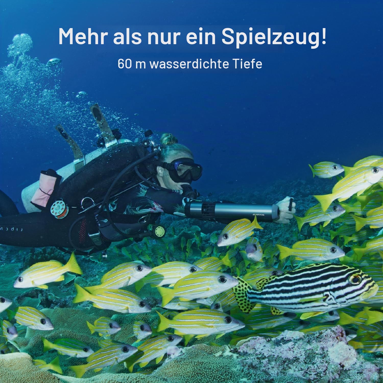 Waydoo Subnado Unterwasser-Scooter, Sea Scooter mit Daumensteuerung für SUP Paddle Board, Pool, Tauchen & Schnorcheln, kompakt & tragbar für Erwachsene & Kinder, Grau/Rot