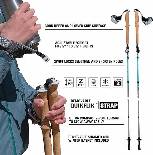 Miniatura 3 de Terrain Alpha Vertex Carbon - Bastones de trekking, bastones para caminar y senderismo, Glacier Melt