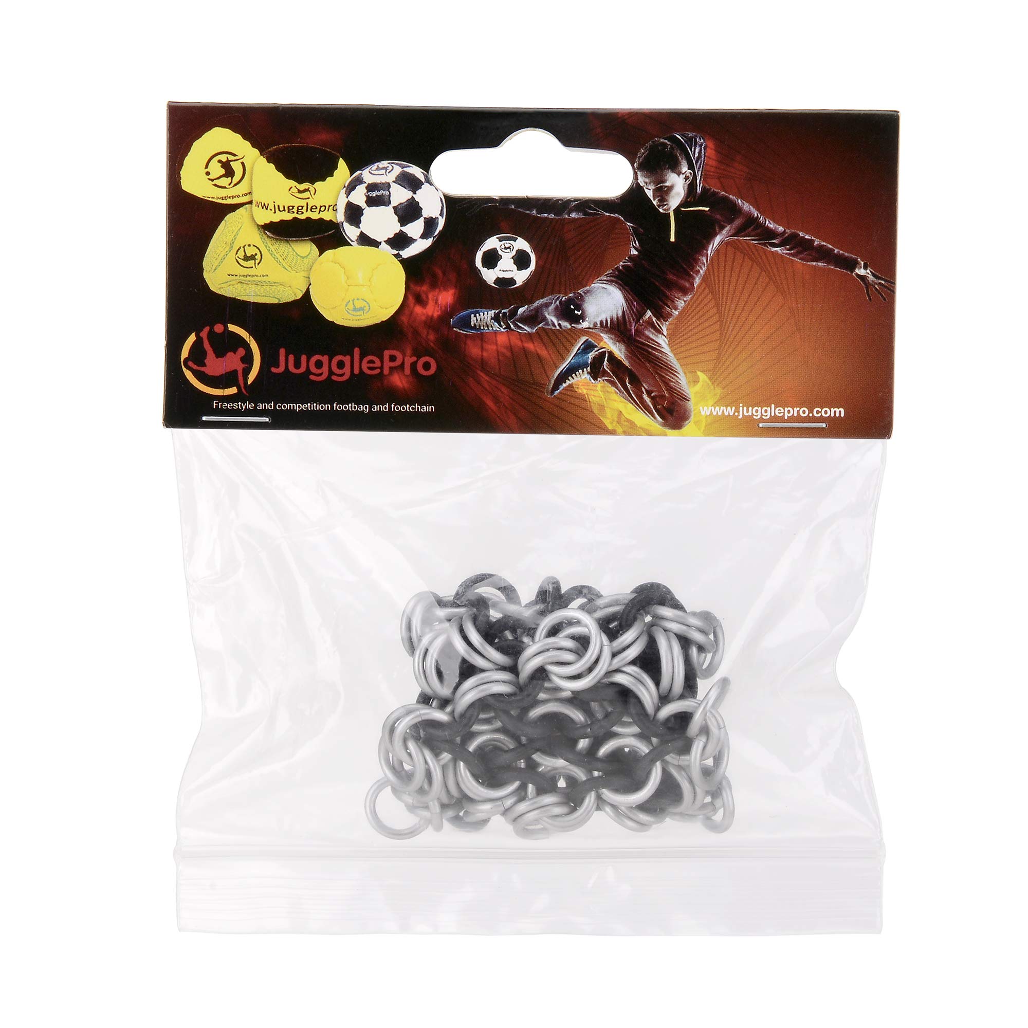 Footbag Chainmail Stil Aluminium WAKIZASHI. Metall und Gummiringe. Perfekte Kombination aus Pop und Stall