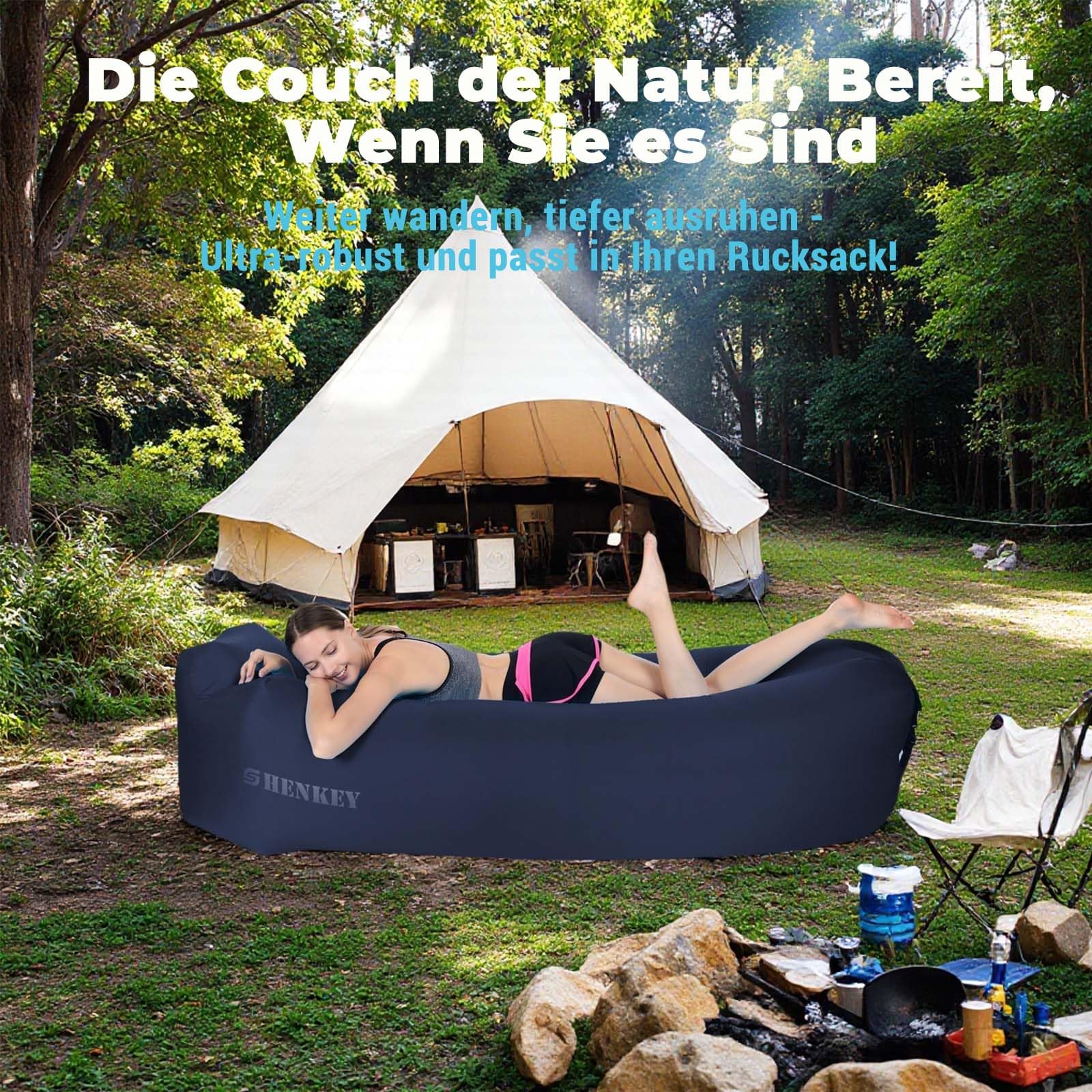 Aufblasbares Sofa,Luftsofa-Hängematte mit Wasserdichtem und Auslaufsicherem Design - Perfekte Tragbare Aufblasbare Couch für Garten, Seeufer, Strand, Camping und Musikfestivals (Tibetaner)