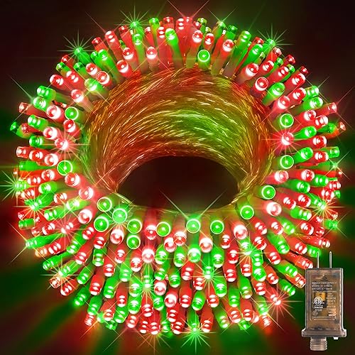 KNONEW - Tira de 1000 luces LED de Navidad, exteriores, 403 pies, 8 modos y temporizador, luz de hada, para enchufar, impermeable, patio, árbol,