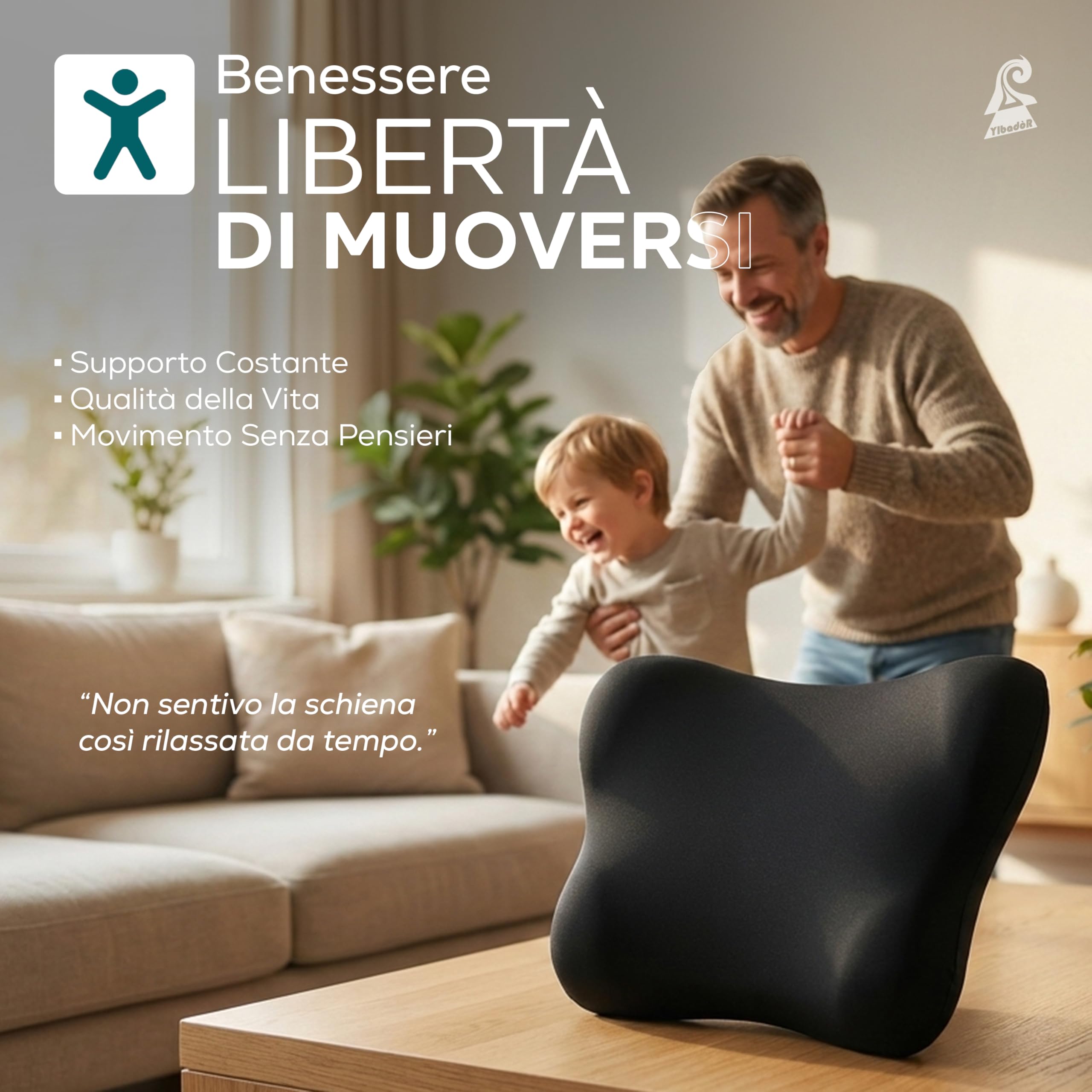 Generico Cuscino Lombare Memory Foam Supporto Ergonomico per Auto e Sedia Ufficio