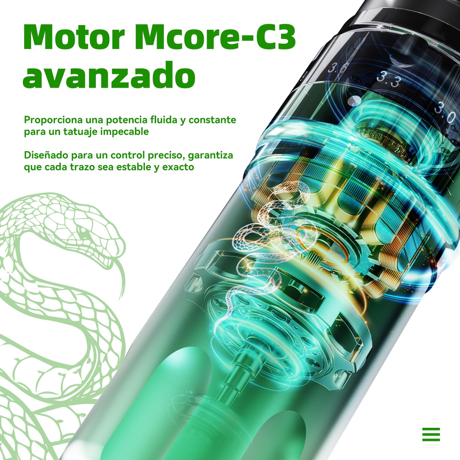 Dragonhawk Fold Pro Year of Snake Edition Rotary Tattoo Pen Inalámbrica Mcore-C3, 3000mAh con 2 Baterías