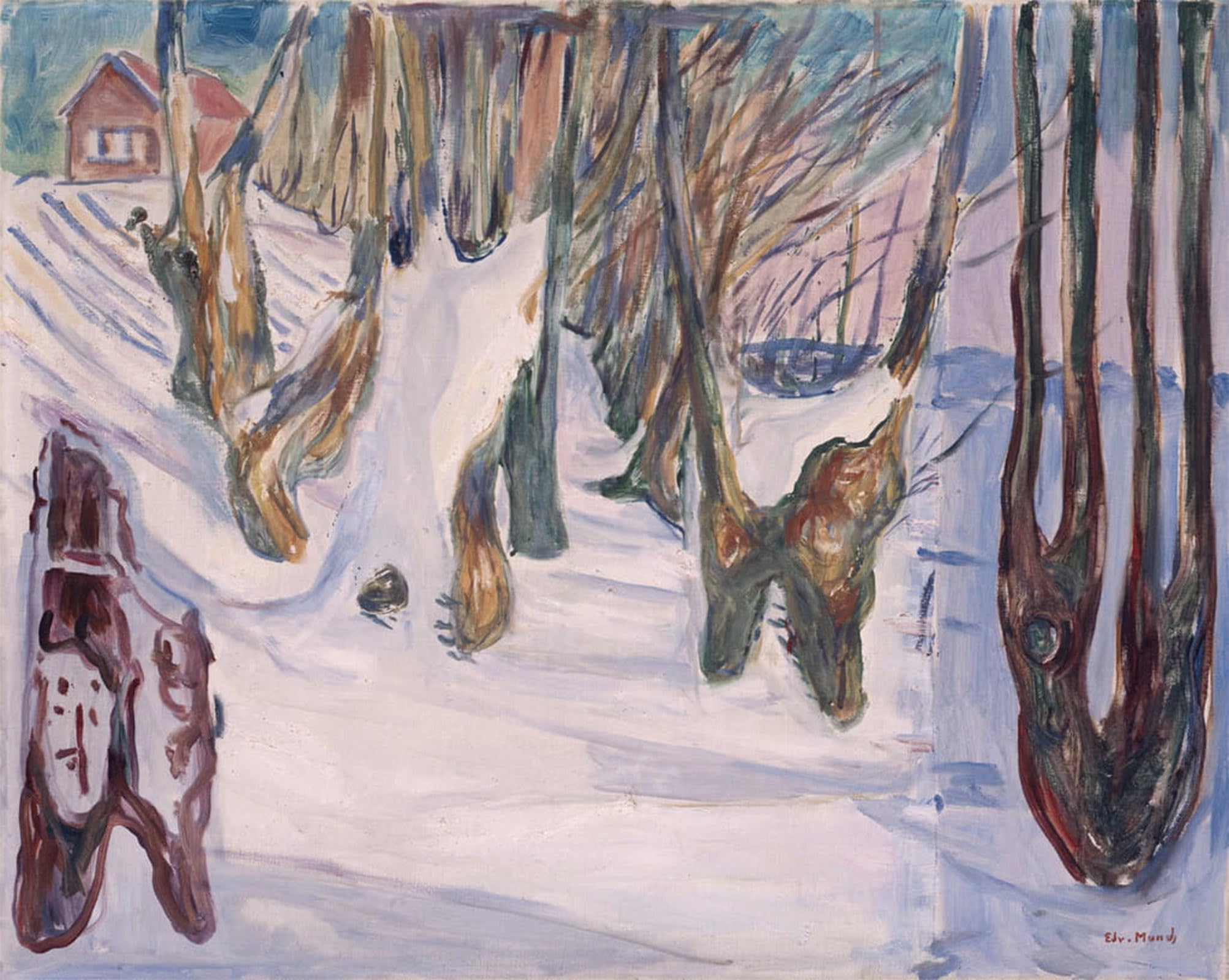 POSTERIIk Famous Modern Artwork Art Mural Winter Landscape with House by Edvard Munch Oil Paintings Pictures for Home Decor 60x90cm
