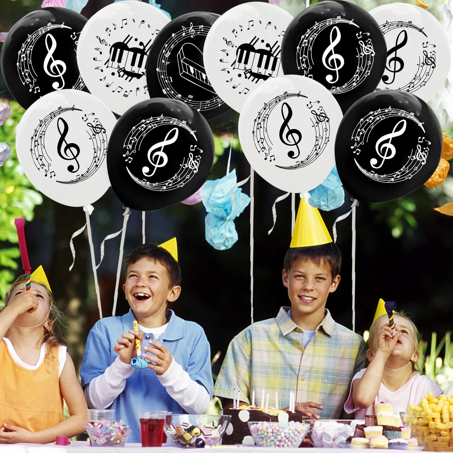 Music Piano Note Birthday Banner - Party Decor With Baby Shower & Kids Theme (Leopard Print Style) - View #2
