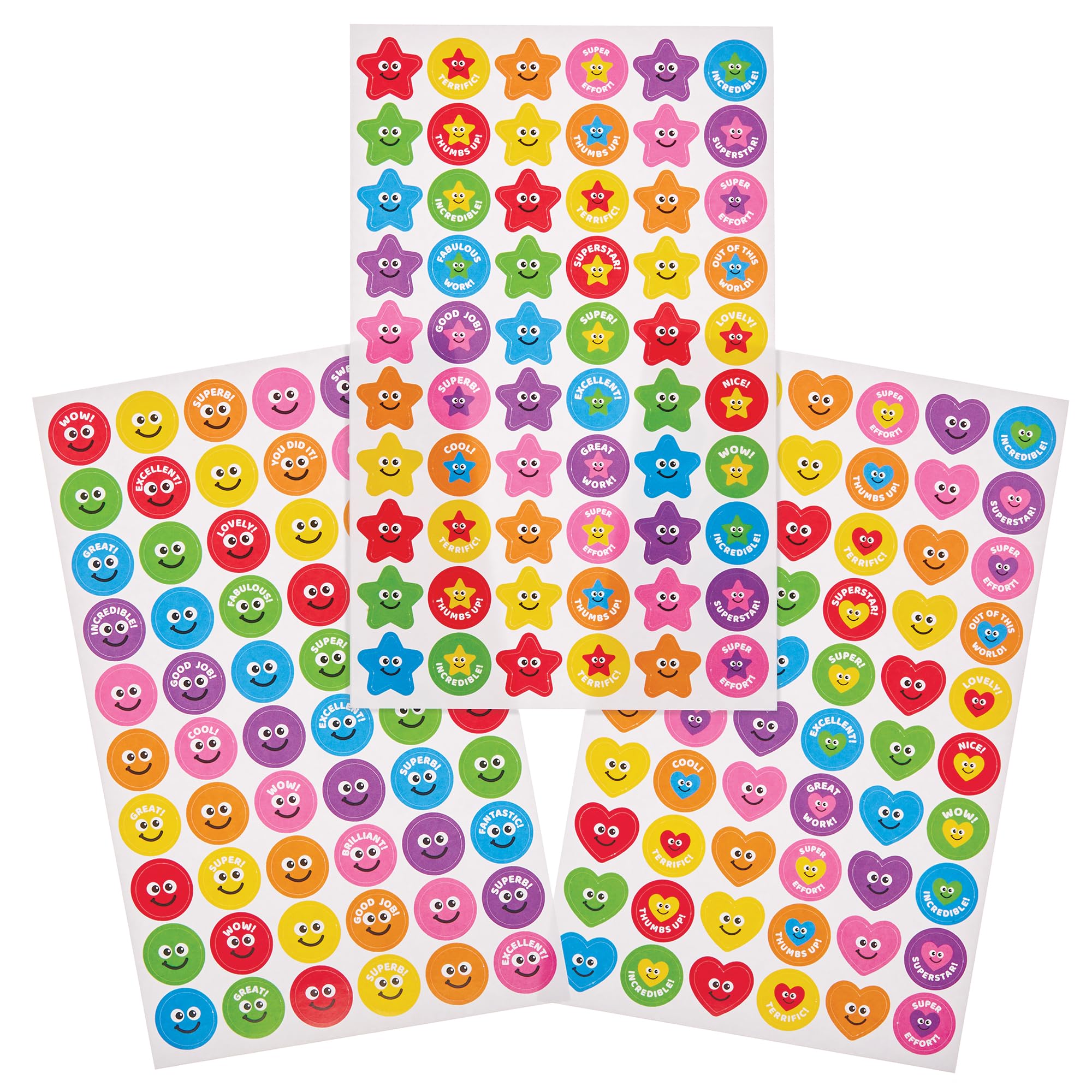 Baker Ross FN132 Reward Sticker Sheets - Pack of 720, Teachers Stickers for Classrooms and Schools, Homework Stickers