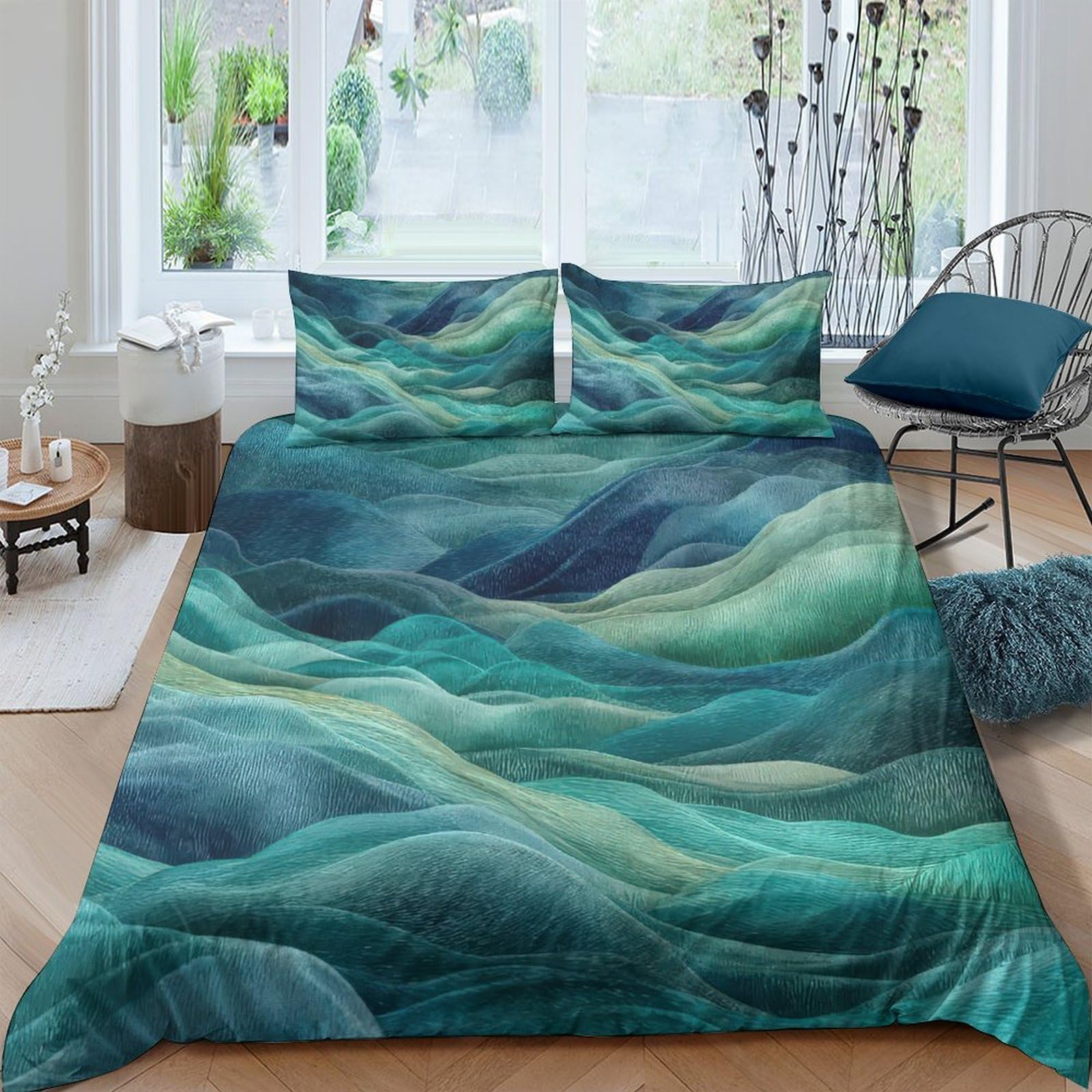 Ctjqhvkz Style-4 3D Printed Ocean Wave Fitted Sheet Microfiber Soft Breathable Abstract Blue Mattress Cover For Bedroom Decor Single（135X200cm）