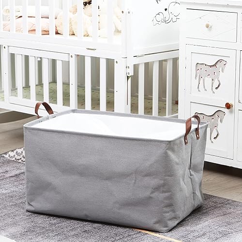 Miniatura 3 de Hinwo Contenedores de almacenamiento extra grandes de 70 L, organizadores y almacenamiento de armario, cestas plegables de almacenamiento de ropa