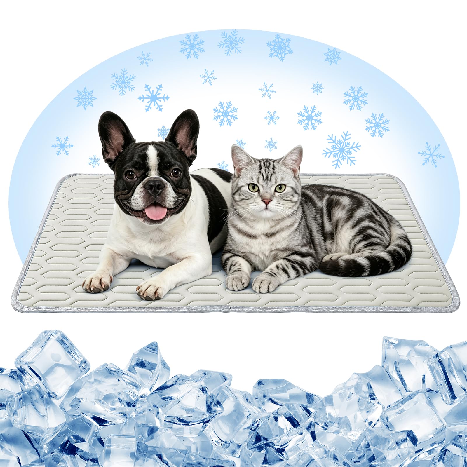 Aovanta Dog Cooling Mat, Summer Cool Mat for Dogs, Self Pet Cooling Pads, Washable Pet Cooling Mat for Indoor Outdoor Travel Summer Use (Grey, 90 x 70 cm)