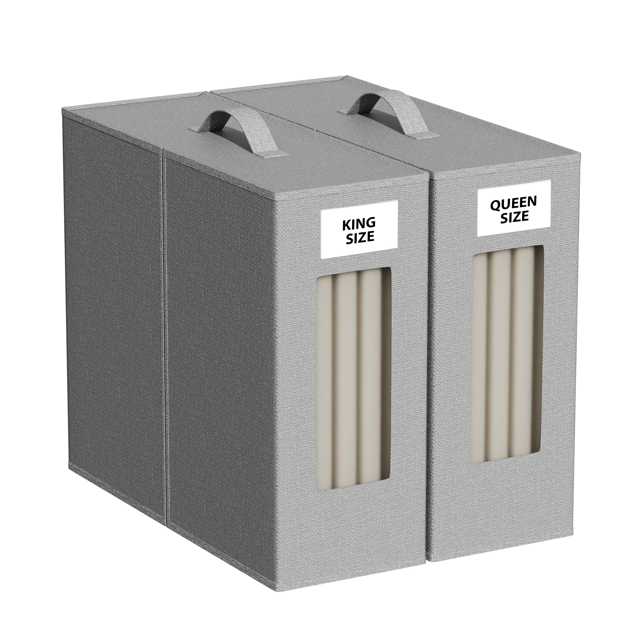 TIMBLE Bed Sheet Organizers & Storage, 2 Pack for King, Queen & Large Sheet Sets, Closet Organizer for Linens, Clothes, Blankets & Bedding, Foldable