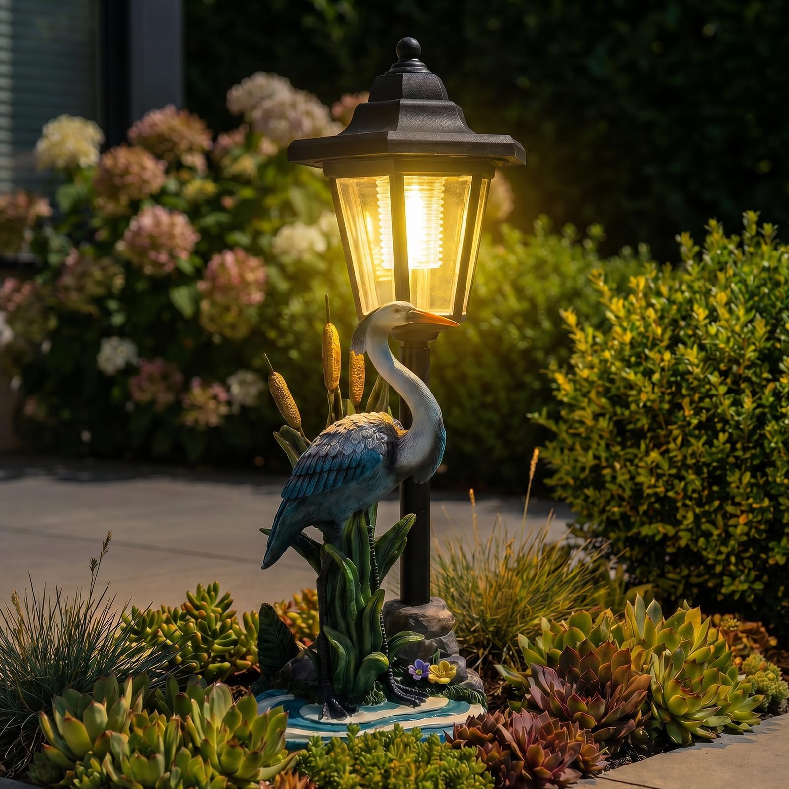 2026 Garden crowned Crane Statues with Solar Lantern Flowerpot Outdoor Decoration, Crane Figurines Yard Art Sculptures for Patio Lawn Backyard Porch Ornaments, Yard Ornament-Mother's Day Birthday Gift