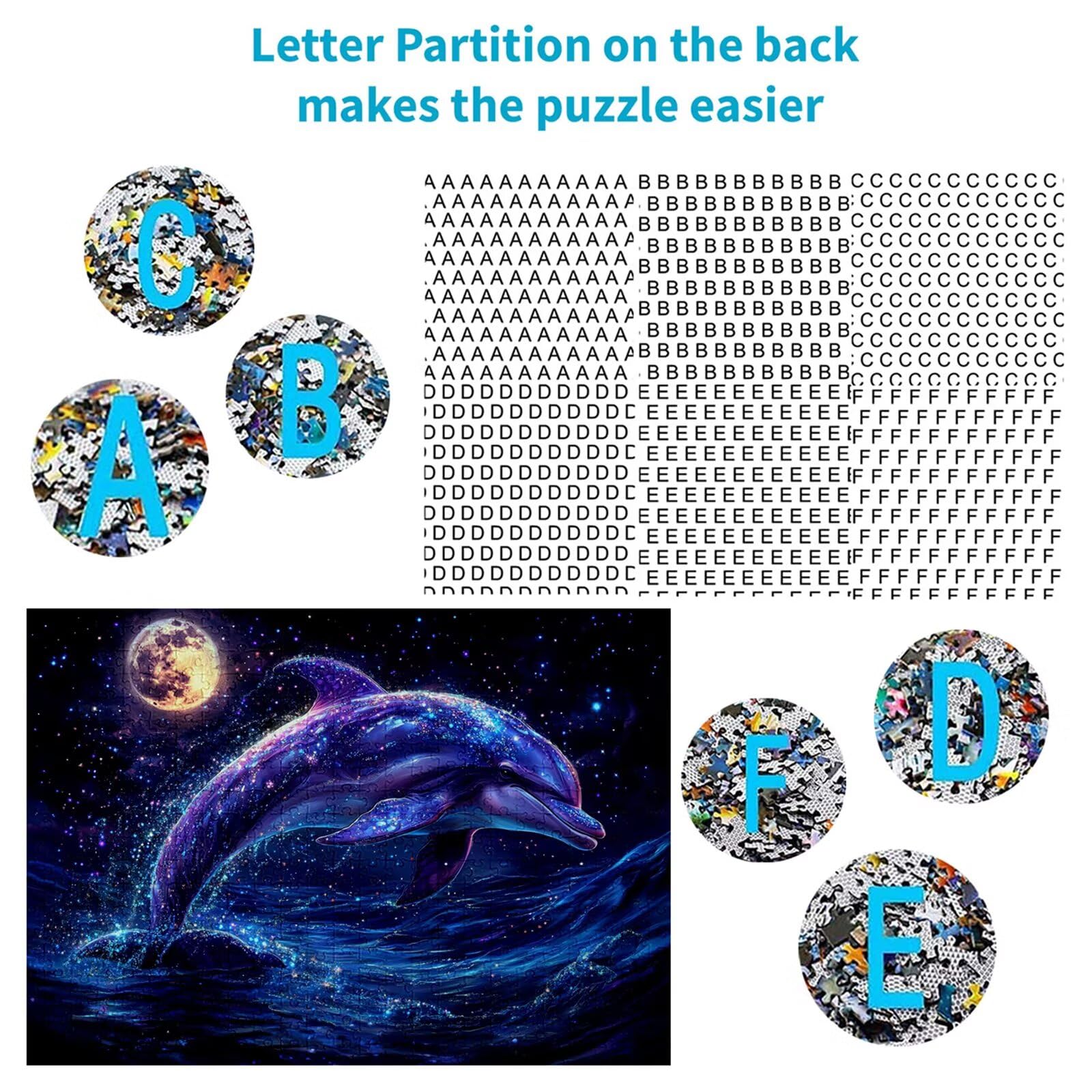 Puzzle 5000 elementów delfin puzzle dla dorosłych księżyc 156 x 105 cm unikalne rzemiosło klasyczne 3D drewniana układanka do rodzinnych gier aktywnych, układanka zrób to sam do dekoracji ścian domu