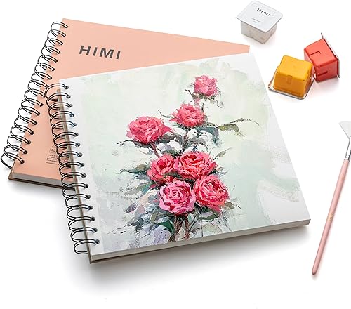 Miniatura 5 de HIMI Gouache Pad de 8.5 x 8.5 pulgadas (98 libras5.64 oz), 50 hojas de papel mixto, encuadernado con alambre lateral, textura fina, en Gouache
