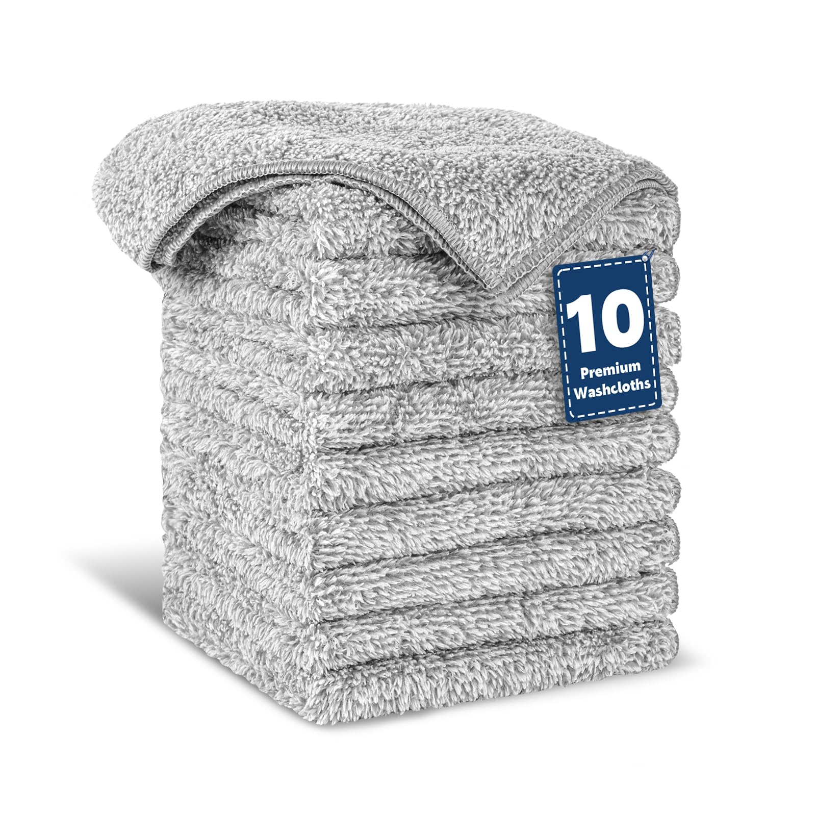 Photo 1 of 10 Pack Premium Washcloths, Highly Absorbent and Super Soft Face Towels