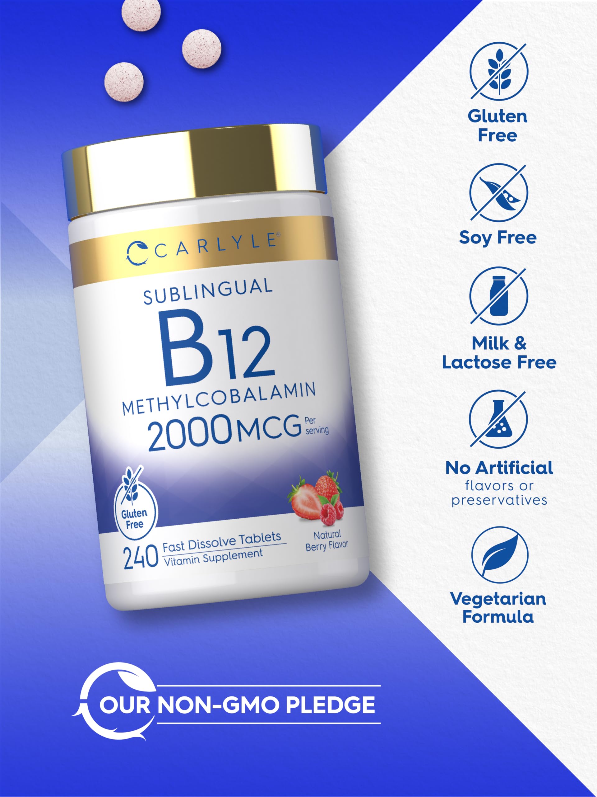 Carlyle B12 Vitamin 2000 mcg | 240 Fast Dissolve Tablets — Amazon image 5