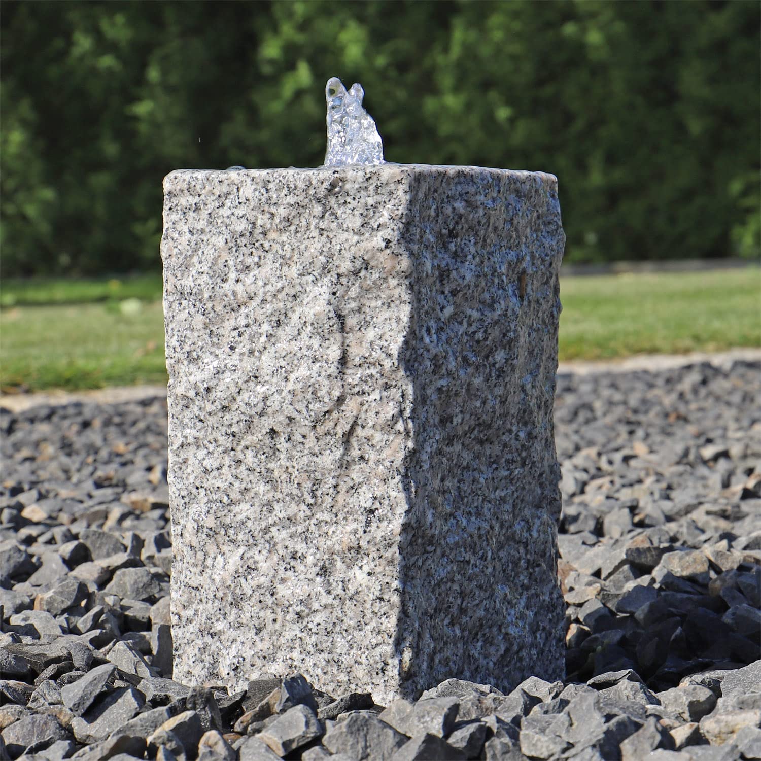 CLGarden Quellstein Brunnen GS30 klein für Garten Set Granit Säule Gartenbrunnen Vorgarten Stein Springbrunnen mit LED-Beleuchtung