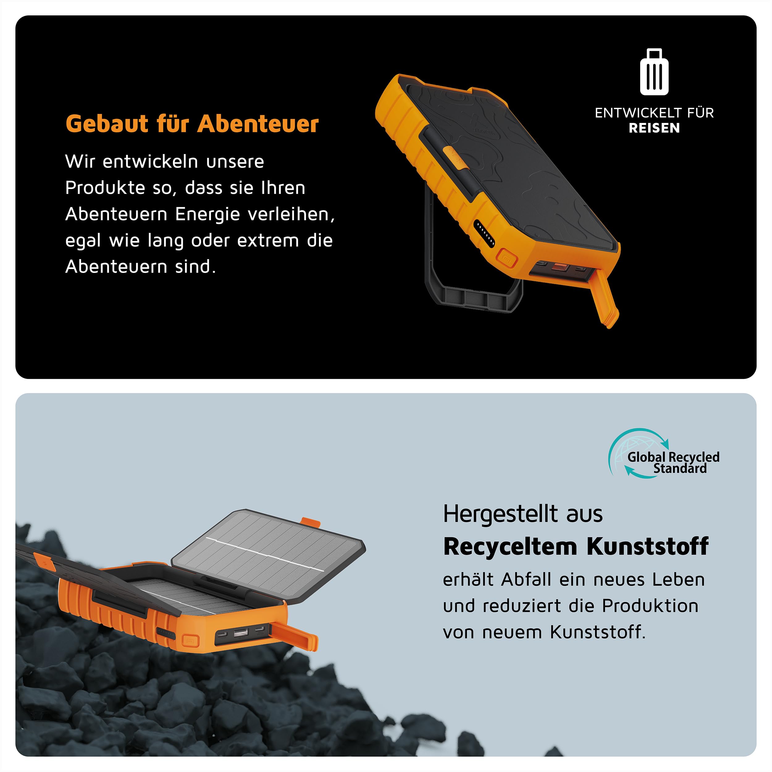 Xtorm Rugged Solar Powerbank 10.000 Black, Orange Neu