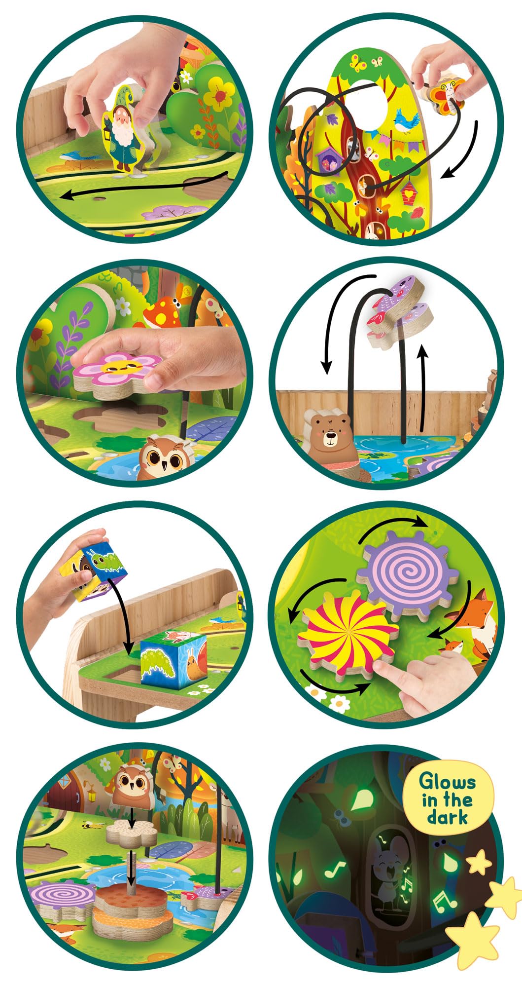 Lisciani - Montessori Mesa de Actividades evolutiva de Madera para niños de 1 a 4 años - Juego Educativo con Laberinto, Engranajes, Formas empotradas - Altura Regulable - Estimulación sensorial