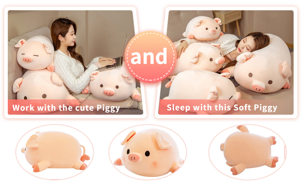 Kekeso Mignon Cochon en Peluche Jouets en Peluche Doux Gros Cochon en Peluche éTreignant Oreiller Cochon Animal PoupéE Jouet Coussin Oreiller Cadeaux pour Les Enfants (60cm, Big Eyes