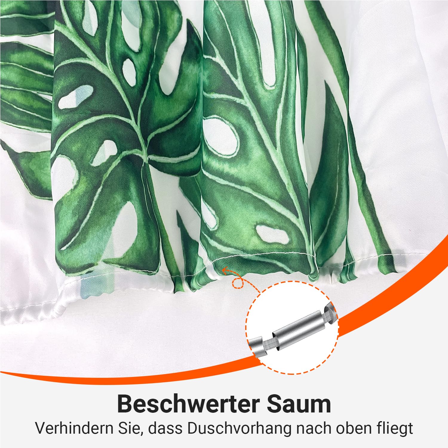 Lerores Tenda da Doccia 160x160 cm, Verde Foglie Fondo Pesante Antimuffa, Impermeabile, Lavabile in Tessuto Poliestere, Tende da Bagno con Occhielli e 12 Anelli per Doccia per Bagno, Vasca da Bagno