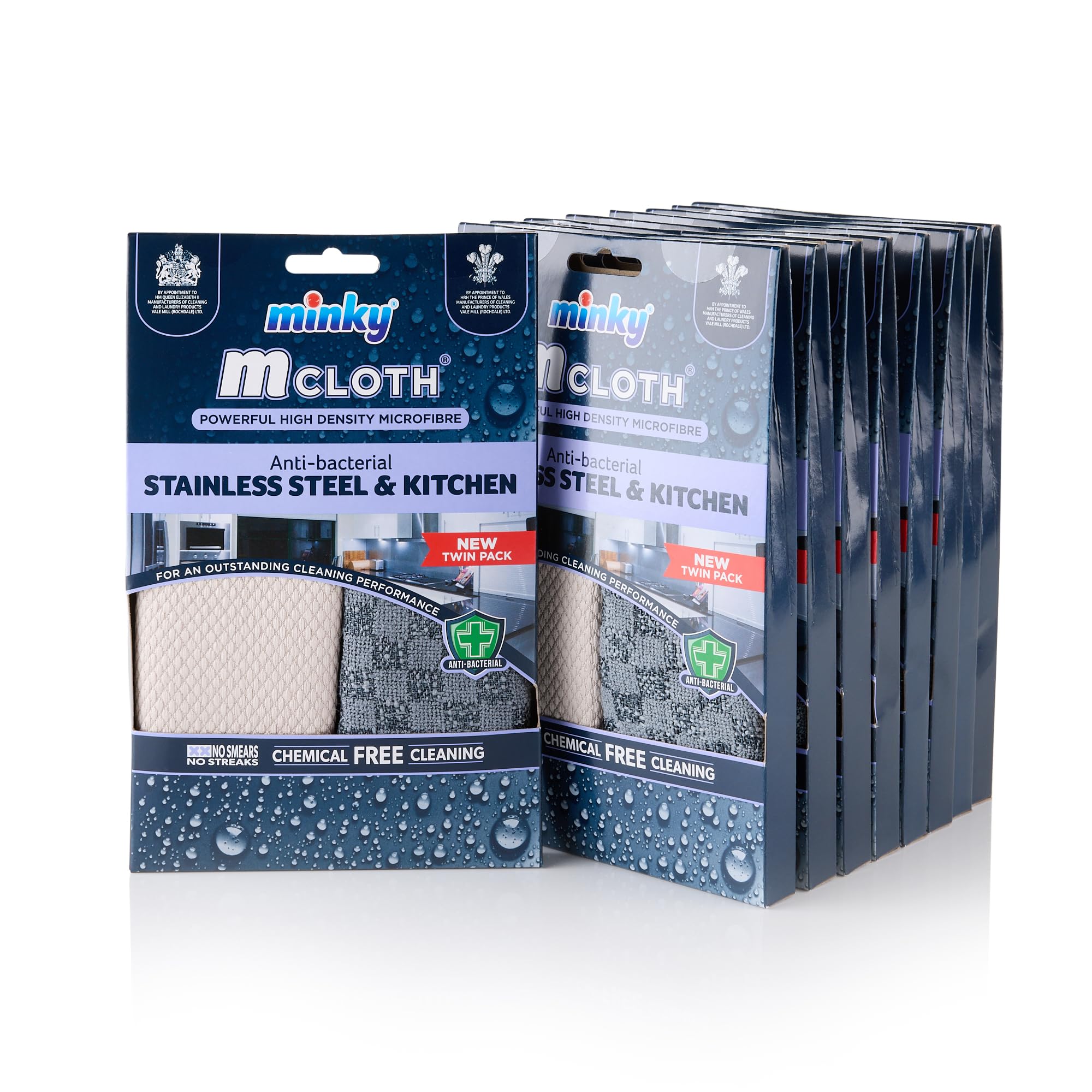 Minky M Cloth Stainless Steel & Kitchen Set - Pack of 9, Microfibre Anti-Bacterial Cleaning Cloth, Multifunctional & Reusable, Super Soft & Powerful High Density Microfibres