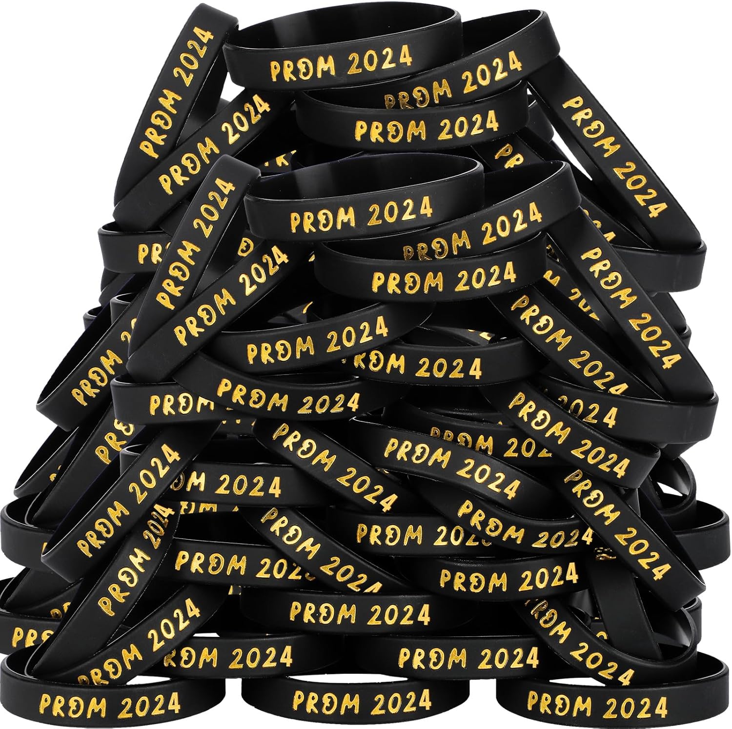 Hanaive 100 Pcs Prom 2024 Silicone Wristbands Prom Party