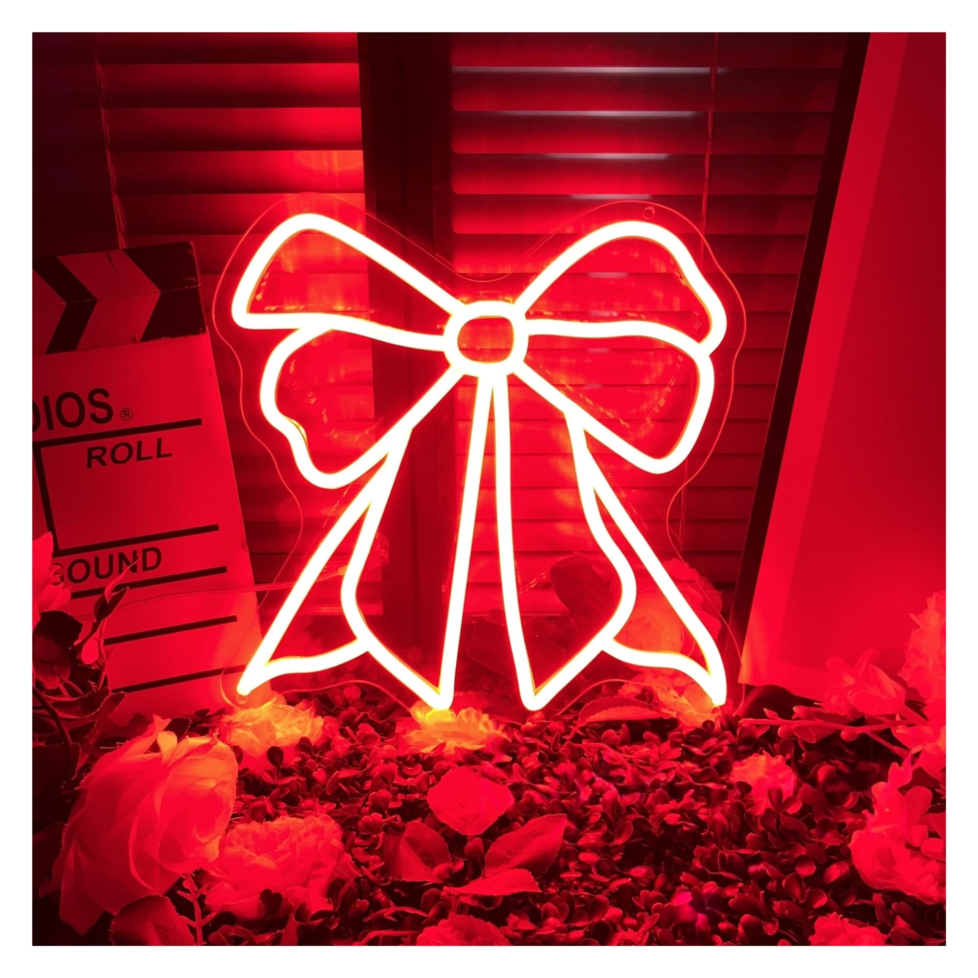 RONGCH Hanging Art Signs Pink Bow Neon Sign Girl's Room Decor Gameroom Bedroom Bar Livingroom Birthday Party Wall Decoration 40cm