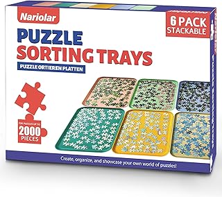 12" x 8.7" Puzzle Sorting Trays Stackable, 6 Pack Puzzle Sorter for Sorting 1000/1500/2000 Puzzle Pieces