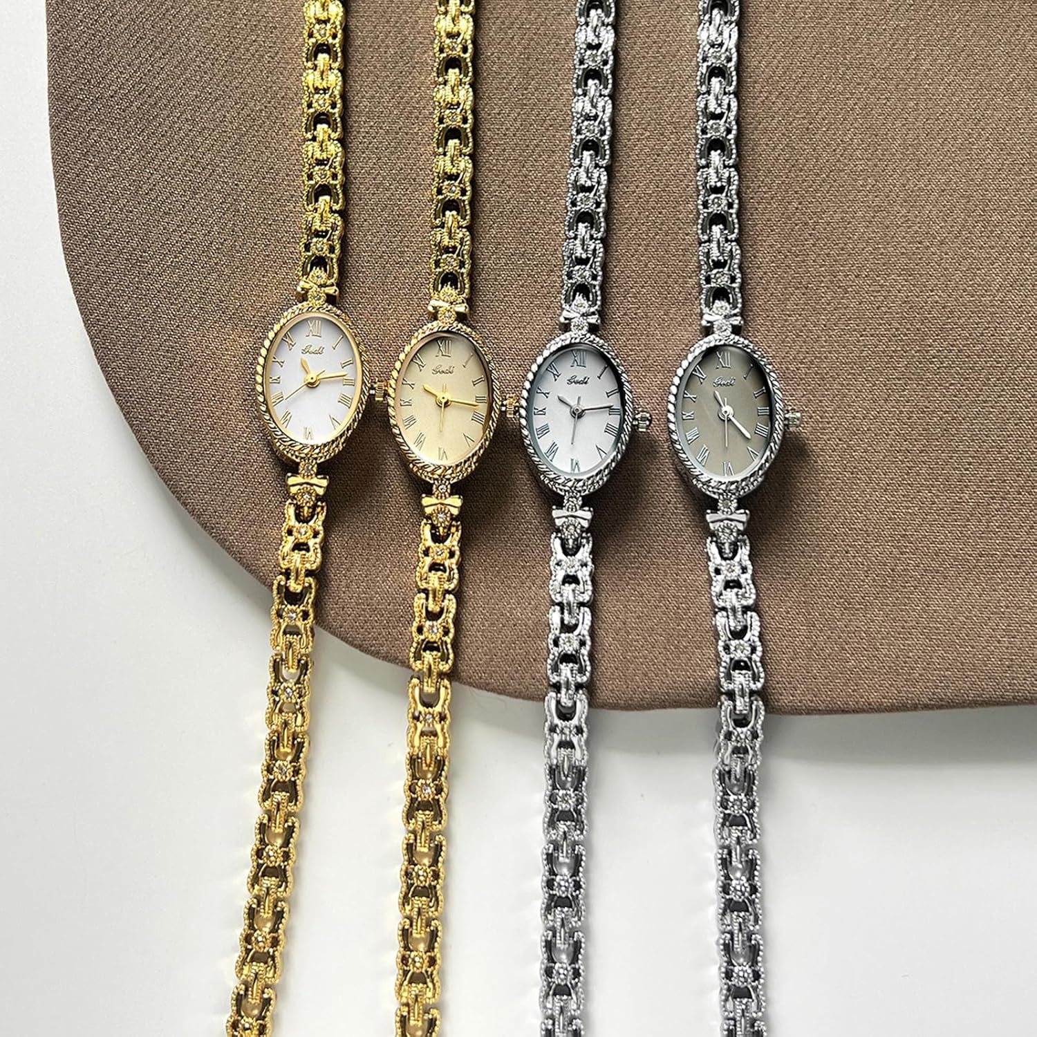 Gosasa ﻿ Vintage Small Gold Watches for Women Dainty Bangle Analog Oval Case Roman Dial Waterproof Alloy Bracelet Womens Dress Wrist Watch Luxury Gift - Image 6