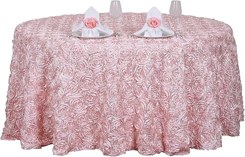 Miniatura 2 de Tableclothsfactory Mantel de satén 3D con roseta grandiosa de 120 "para decoración de eventos de fiesta de boda