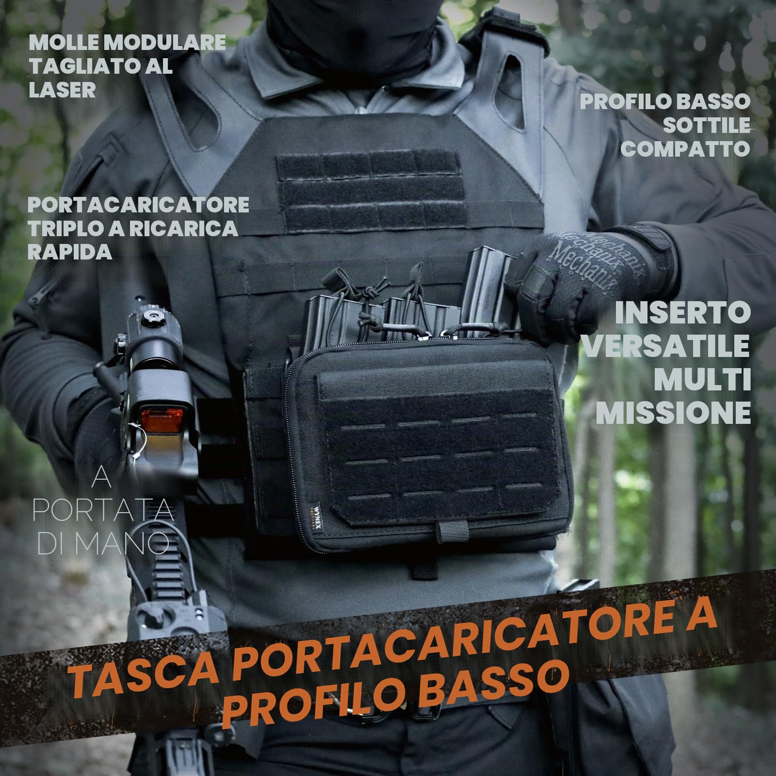 WYNEX Molle Admin Borsa di stile canguro, tattica Utility Borsa per attrezzi con inserto Mag/Zipper Strip Modular EDC Borsa Medica Organizzatore di Attachment Patch inclusa
