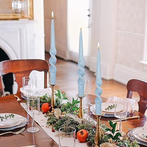 Miniatura 5 de Velas cónicas azules trenzadas sin perfume para boda, fiesta, cena, decoración del hogar