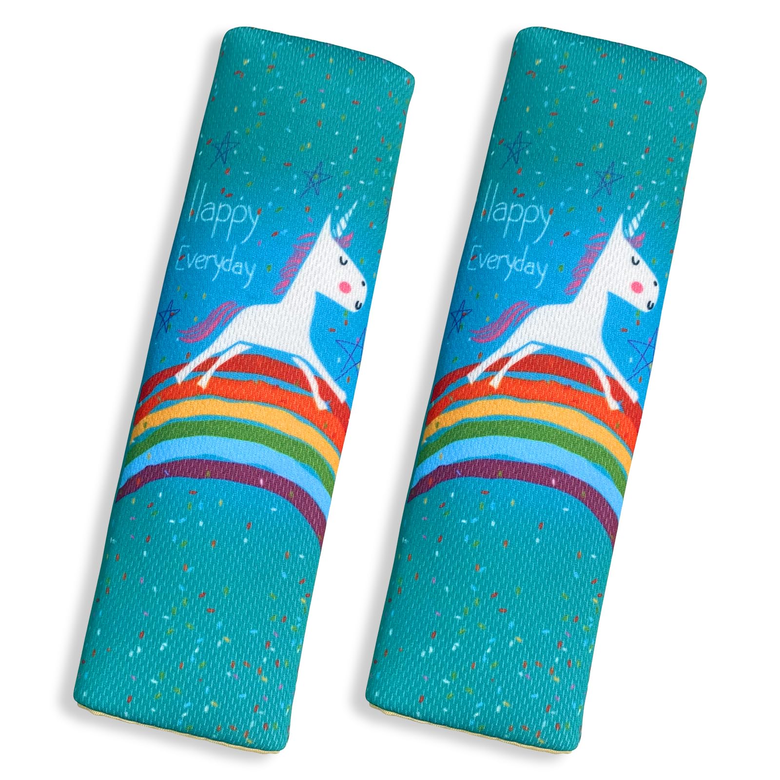 2 Stück Gurtpolster Kinder, Kinder Auto Gurtpolster Gurtschoner Gurtpolster mit Dinosaurier Motiv, Cartoon-bedruckte Schulterpolster, Weiche und Bequeme Auto-Schulterpolster (Einhorn)