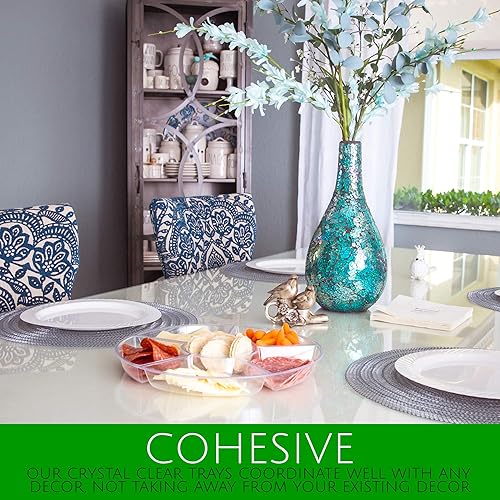 Miniatura 4 de PLASTICPRO 6 bandejas seccionales redondas de plástico para servir, paquete de 8 unidades