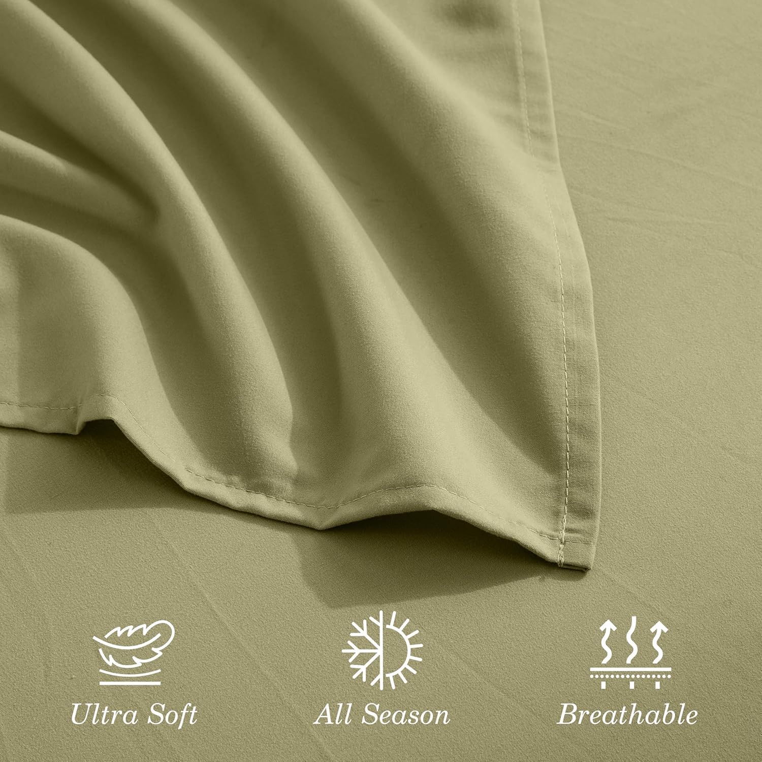 CELINE LINEN Premium 1800 Hotel Quality Wrinkle-Resistant 4-Piece Microfiber Sheet Set - Luxury Ultra Soft and Breathable Bedding 16 Inch Deep Pocket 4PC Sheet Set, California King, Sage Green
