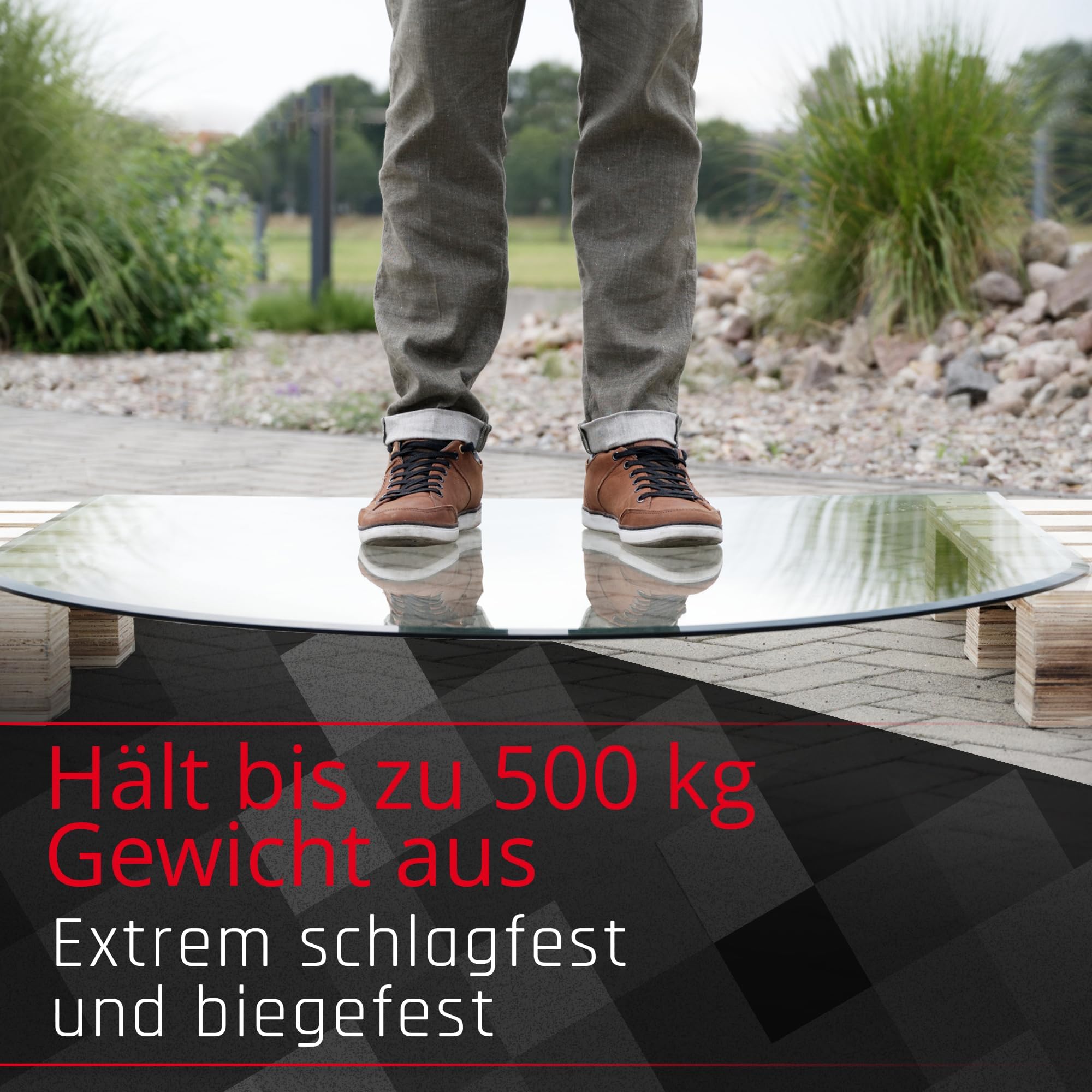 BIJON Funkenschutz-Platte mit Facettenschliff | Glasplatte Kaminofen | Kaminschutz mit ESG Sicherheitsglas | Kamin Zubehör | Kamin Glasplatte | Segmentbogen 120 x 100 cm | 6mm