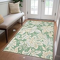 Vista 142 de Vintage Bohemian Entry Rug, 2x3 Small Entryway Rug Boho Kitchen Rugs Non-Slip Washable Indoor Door Mat, Distressed Floral Soft Accent Throw Rugs for