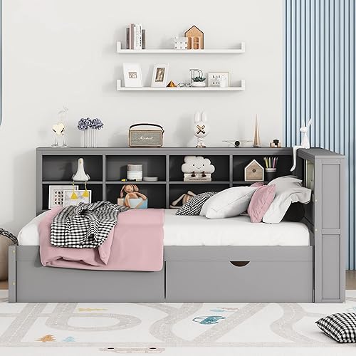 Miniatura 8 de HomSof Cama individual con cabecera y estribo color blanco