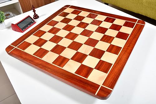 Miniatura 2 de CHESSBAZAAR Tablero de ajedrez de madera de 23 x 23 pulgadas, sin piezas, borde redondo, fabricado con la mejor madera de rosa de brote rojo