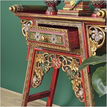 Buddhist Altar Cabinet,Butsudan Solid Wood Offering Table, Chinese Style Household Shrine Cabinet, Simple Buddha Statue Offering Table, Buddhist Incense Table Altar Table(L)