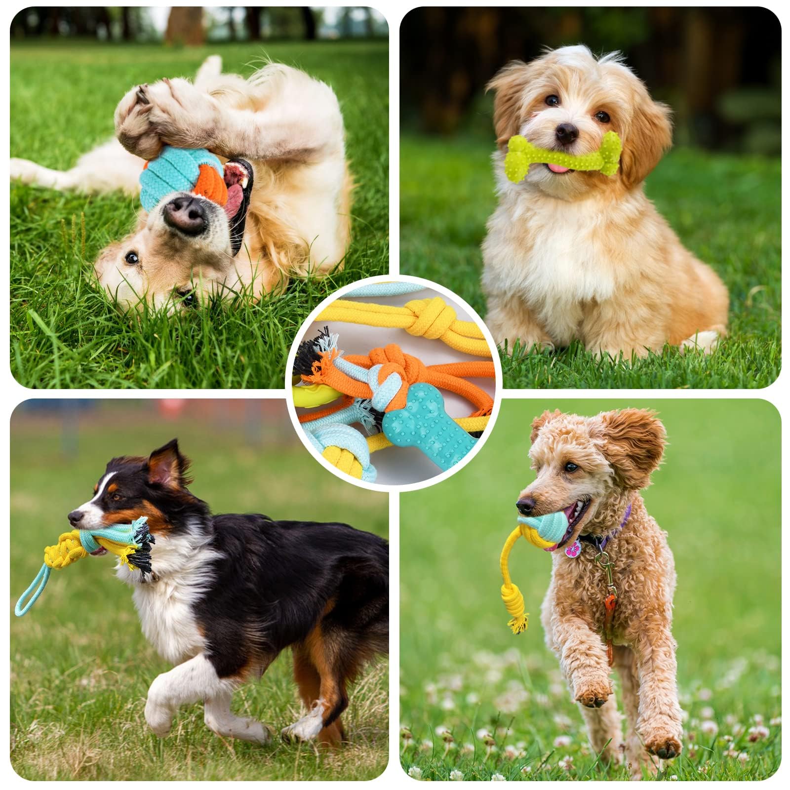 Juguetes para Perros,20 Piezas Juguete para Morder para Perro,Juguetes para Cachorros Interactivo,Algodón Cuerda Juguete para Cachorros para Perros pequeños/Medios/Grandes Limpiar - 4