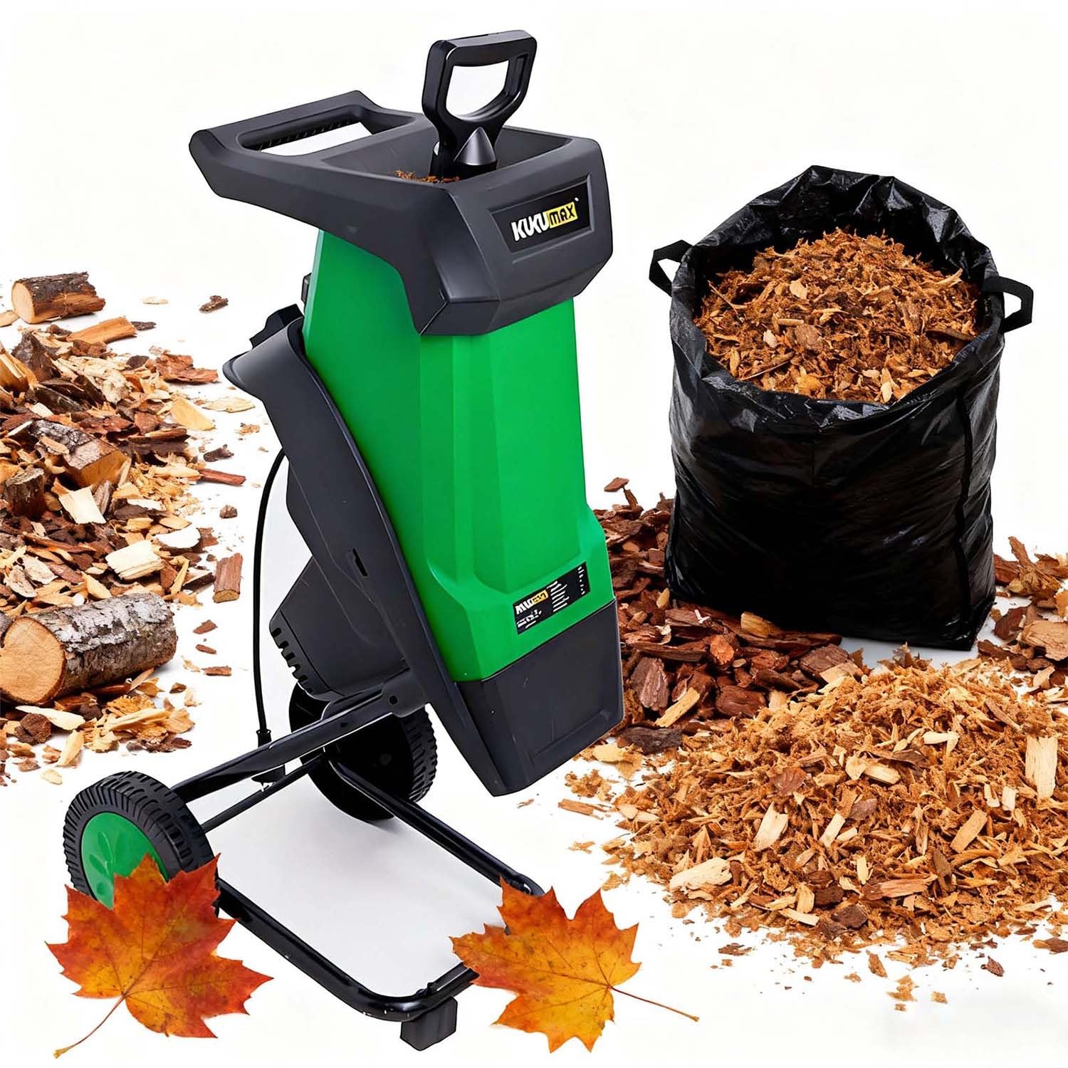 Trituradora De Jardín Y Demoledor, Máquina Eléctrica 2400W Con Bolsa 50L, Función Dual Para Triturar Ramas Y Hojas, Ideal Para Preparar Material De Abono.